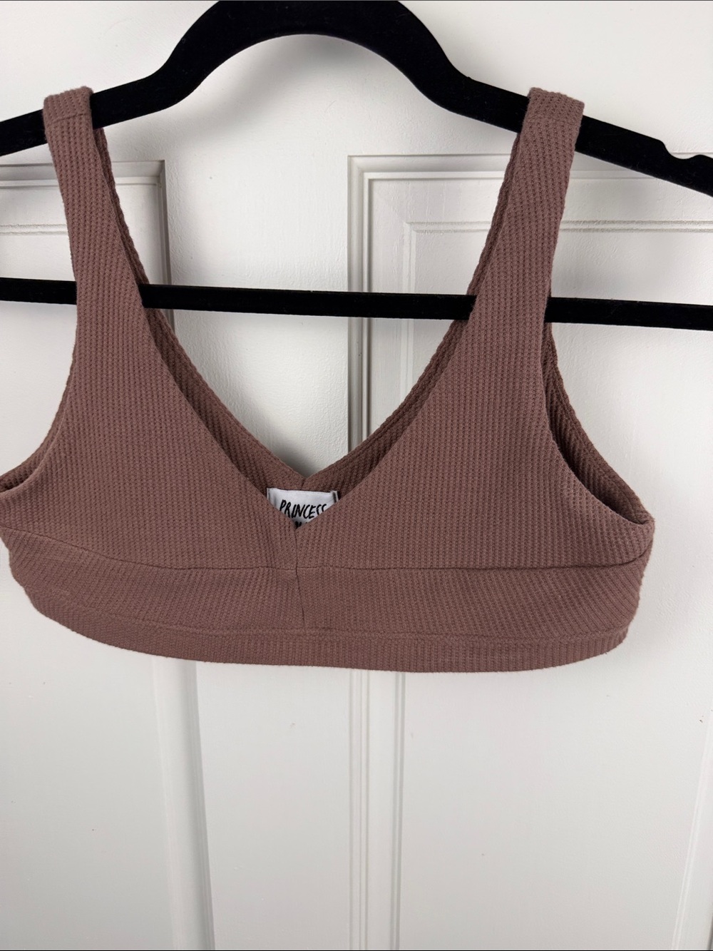Princess Polly Dusty Mauve Ribbed V-Neck Bralette